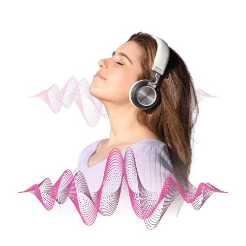 Mulher ouvindo música com fone de ouvido